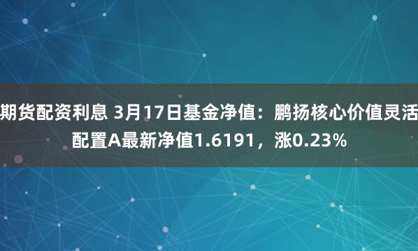 期货配资利息 3月17日基金净值：鹏扬核心价值灵活配置A最新净值1.6191，涨0.23%